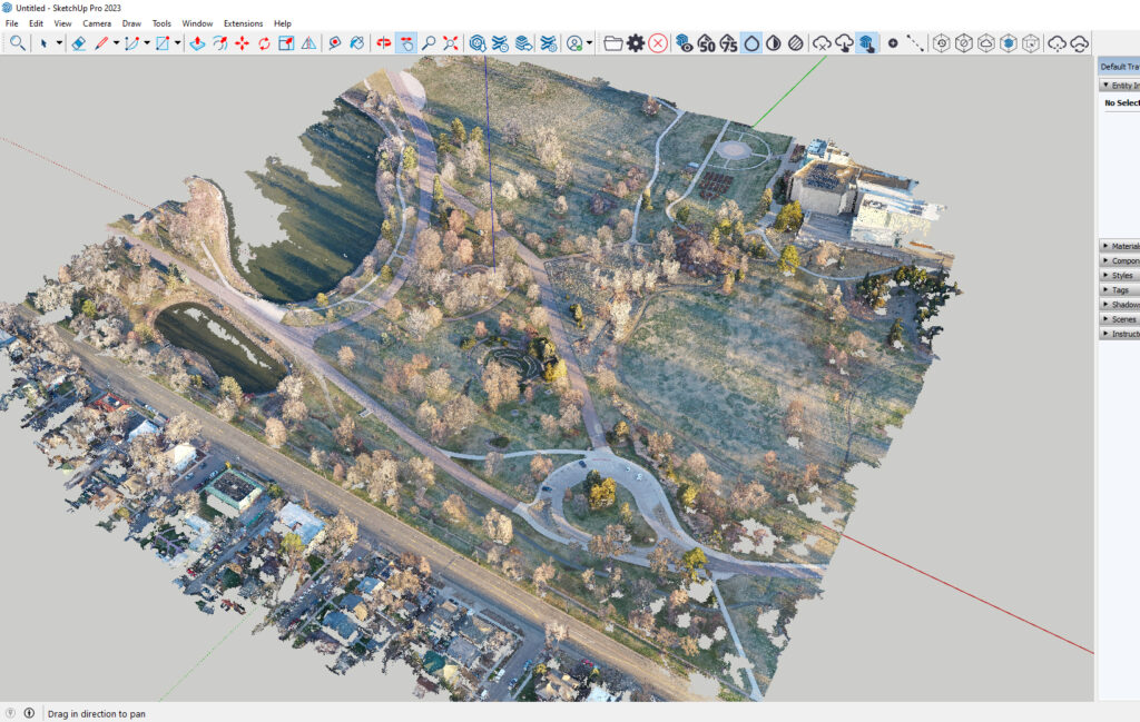 A landscape modelled with point cloud data 