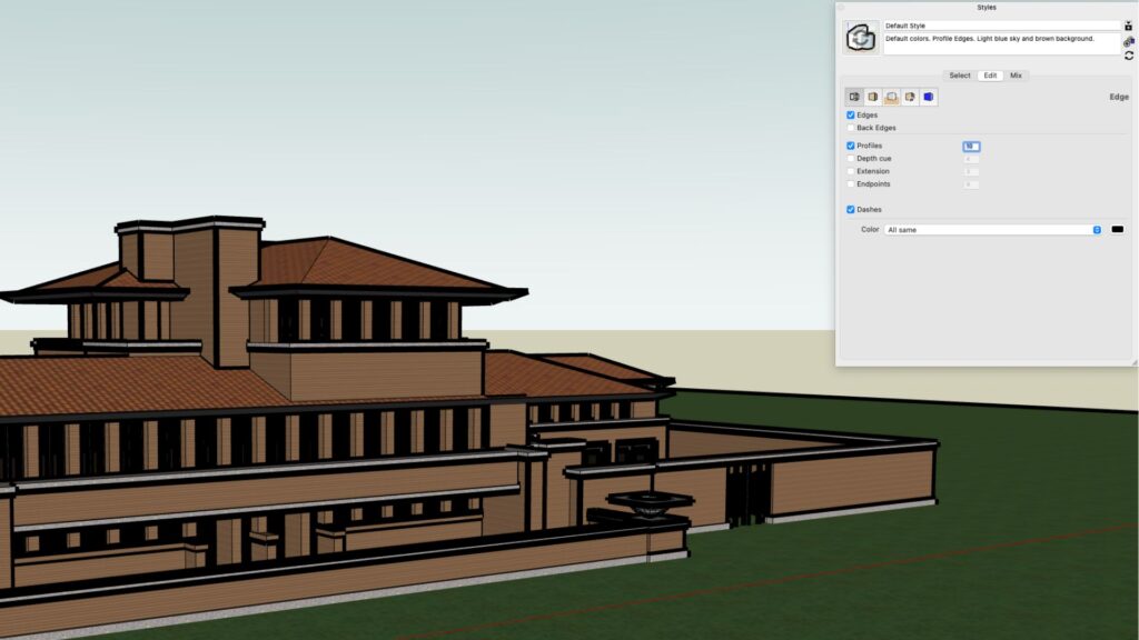 SketchUp's Profile Feature as shown on an architect's drawing