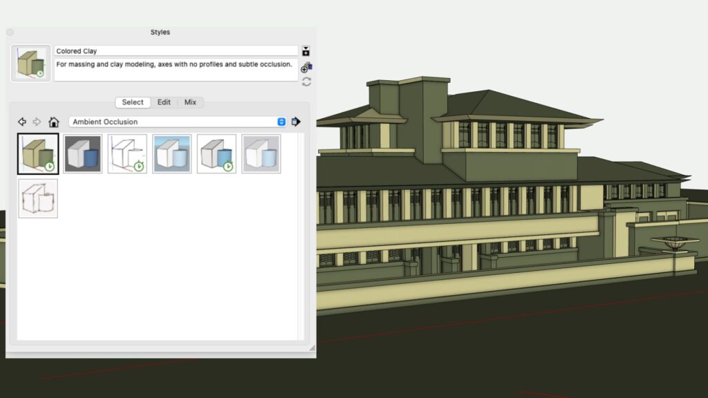 SketchUp's  Ambient Occlusion as seen on a clay texture
