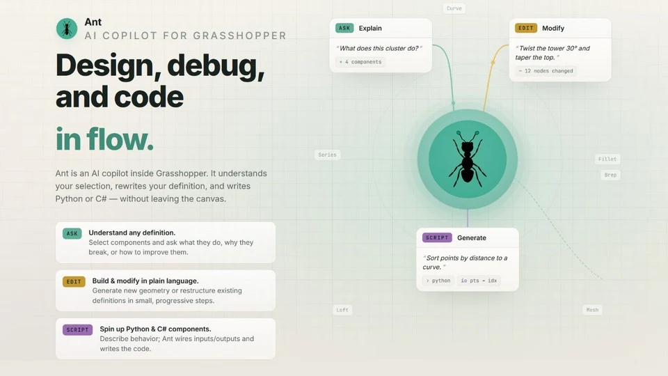 food4Rhino webinar: Effective AI Copilot Workflows with Ant for Grasshopper
